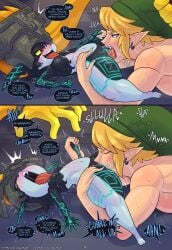 1boy 1girls blonde_hair breasts clothing cobatsart comic couple cunnilingus devouring_pussy dialogue eating_pussy english_text female genitals hair hat headgear headwear hi_res holding_hands humanoid hylian imp imp_midna link link_(twilight_princess) male male/female midna nintendo oral page_11 pussy sex size_difference smaller_female speech_bubble the_legend_of_zelda thick_thighs tongue tongue_out twili twilight_princess vaginal_penetration