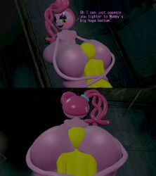 2023 3d 3d_(artwork) big_ass big_breasts green_eyes mommy_long_legs pink_body pink_hair pink_skin player poppy_playtime protagonist_(poppy_playtime) skulltronprime969 text