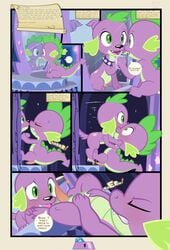 2013 canine collar comic dragon duo english_text equestria_girls friendship_is_magic male mirror my_little_pony pain penis scalie smooth_fur spike_(eg) spike_(mlp) square_crossover star text tricksta young