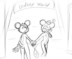 ass breasts disney drawing female hand_holding male mickey_mouse minnie_mouse nipples penis public_domain pussy sketch whitebats wholesome