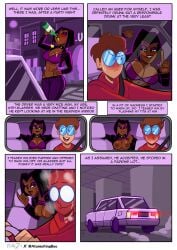 atomickingboo blushing_male breasts_out car collaboration comic_page dialogue drinking driving fellatio_gesture jason_walter_(atomickingboo) kassandra_(atomickingboo) male/female oc original parking_lot planz34 pulling_out_breasts