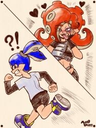 50k 50k_(meme) ahe_gao ahegao_face blue_tentacles body_armor hide_away hide_away_(meme) inkling inkling_boy marodraws octoling octoling_girl octoling_rival red_tentacles scared scared_expression scared_face seductive seductive_look splatoon tentacle tentacle_hair tongue tongue_out yandere yandere_trance