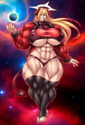 abs hyper_breasts missymuscle muscular_female sophia_(pectoriah) succubus underboob