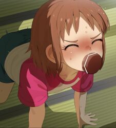 1girls age_difference all_the_way_to_the_base animated balls_deep blowjob cum cum_in_mouth cum_in_throat cum_inflation cum_on_tongue deepthroat female female_focus heart-shaped_pupils mizumizuni no_sound size_difference video