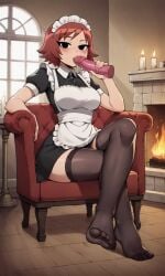 ai_generated ass bigmic145 black_eyes blowjob breasts dildo eyeshadow female female_only foot_fetish freckles freckles_on_face kim_pine maid maid_uniform medium_breasts netflix red_hair scott_pilgrim scott_pilgrim_takes_off solo solo_female thighhighs