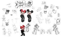 ass bent_over disney drippy_doodles_(artist) female furry line_art male mickey_mouse minnie_mouse nipples penis pussy sketch