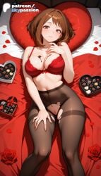 1girls 2026 ai_assisted ai_generated anime artist_name bed bed_sheet big_breasts boku_no_hero_academia breasts brown_hair bust busty chocolate explicit flower heart-shaped_chocolate hi_res high_quality high_resolution highres large_breasts looking_at_viewer my_hero_academia navel ochaco_uraraka ochako_uraraka on_bed pantyhose patreon patreon_username petals petals_on_liquid pillow red_flower red_rose rose rose_petals skypassion spoken_squiggle squiggle stable_diffusion thorns torn_clothes torn_legwear underwear uraraka_ochaco uraraka_ochako valentine valentine's_day valentines_day watermark