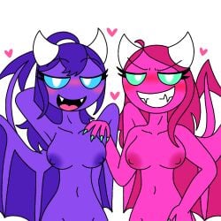 2girls breasts easy_demon geometry_dash heart_symbol medium_demon