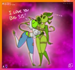 2girls agonywelds anthro ass big_breasts breasts breasts cat_ears cat_tail catgirl graffiti_pea leaf muscular muscular_female plant_girl plants_vs_zombies repeater_(pvz) text thick_ass thick_thighs thighs twins