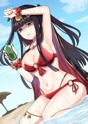 breasts female female_only fire_emblem fire_emblem_awakening fire_emblem_heroes looking_at_viewer nintendo otokajife solo swimsuit tharja_(fire_emblem) tharja_(summer)_(fire_emblem)