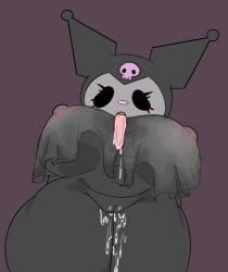 anthro ass big_butt bodily_fluids clothing cosplay costume demon drooling female genital_fluids halloween halloween_costume hat headgear headwear holidays kuromi long_tongue onegai_my_melody saliva sanrio savagensfw solo thick_thighs tongue vaginal_fluids wet_tongue