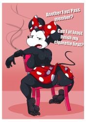 anthro ass breasts chains disney feet female furry minnie_mouse pussy sitting smoking tinydevilhorns