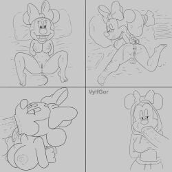 anthro ass breasts cum disney fellatio female furry minnie_mouse nipples penis pussy spread_legs sucking vylfgor