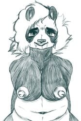 2:3 anthro bear big_breasts breasts female giant_panda hair hi_res huge_breasts looking_at_viewer mammal nipples overweight overweight_female short_hair sitting solo the_shag! v3nomdr3nch