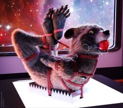 3d_(artwork) 5_toes absurd_res ball_gag blender_(artwork) bondage bondage bound claws digital_media_(artwork) feet gag guardians_of_the_galaxy hi_res hogtied mammal marvel paws predicament procyonid raccoon rocket rocket_raccoon rope stormrider toes