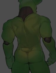 1boy 2024 animatronic anthro ass ass ass_focus back_muscles back_view bunny_tail completely_nude digital_media_(artwork) facing_away five_nights_at_freddy's five_nights_at_freddy's_3 furry gay grey_body kogito male male_only muscular_male nude rabbit robot simple_background solo springtrap springtrap_(fnaf) tail