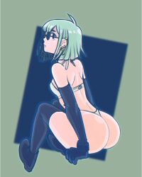 big_ass, bikini, glasses, green_hair, kurith, kuritto, piercing, tight_clothing woman,