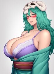 1girls absurd_res big_breasts bleach bra breasts collarbone curvaceous curvy curvy_female female female_focus female_only hi_res highres huge_breasts large_breasts light-skinned_female light_skin long_hair looking_at_viewer nelliel_tu_odelschwanck parted_lips shinjicoca solo solo_female solo_focus underwear wardrobe_malfunction