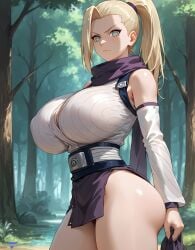 1girls ai_generated big_breasts blonde_hair clothing curvy_female curvy_figure female female_only green_eyes huge_breasts ino_yamanaka ino_yamanaka long_hair marshalperv naruto naruto_(series) pervmarshal pony solo tagme