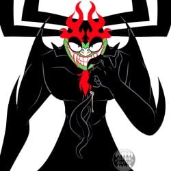 aku demon eldritch evil evil_grin evil_smile flame male_only muscular samurai_jack shapeshifter sharp_claws sharp_teeth smirk tentacle tentacle_penis villain