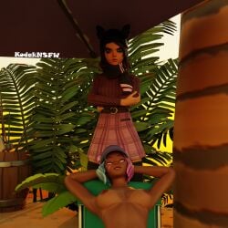 angry_face beach fortnite fortnite:_battle_royale goth goth_girl leelah_(fortnite) moody running_mascara skye_(fortnite) tan_body tanline topless topless_female winter_wonder_skye_(fortnite)