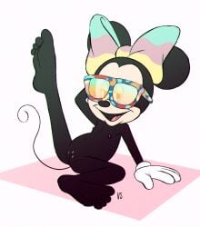 ass disney feet female flat_chest furry glasses gloves legs_up minnie_mouse mouse nipples pose pussy