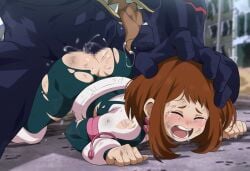 1girls 1monster ass bad_end big_ass brown_hair crying_with_eyes_open defeat_rape defeated defeated_heroine defeated_superheroine heroine my_hero_academia nomu rape raped_by_enemy raped_by_monster raped_superheroine ripped_bodysuit ripped_clothing straight straight_sex teenager uraraka_ochako uroboros_(artist) vagina vaginal_penetration vaginal_sex