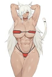 1girls abs animal_ears female ghislaine_dedoldia huge_breasts memory342 muscular muscular_female mushoku_tensei