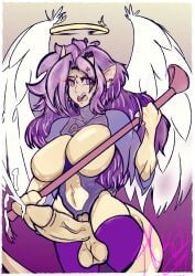 absurd_res angel angry back_wings belly big_breasts big_penis bodily_fluids breasts broken_horn close_to_bursting clothing cross-popping_vein cum cum_drip cumshot demon dominant dominant_female dripping ejaculation exposed exposed_breasts female female/female fluffy genital_fluids genitals glare gynomorph hair halo herm hi_res horn huge huge_breasts huge_cock human humanoid intersex latex latex_clothing latex_legwear latex_stockings leather leather_clothing legwear mammal mature_female narrowed_eyes navel penis pink_hair protective pussy solo stockings succubus tail throbbing throbbing_penis tikos_grey vein veiny_penis weapon wings