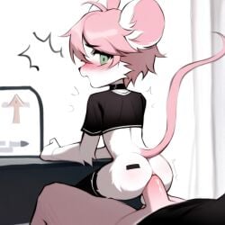 age_difference ai_generated anal anal_sex anal_sex anthro femboy furry fuzzle_(fuzzleedits) fuzzleedits green_eyes hi_res pink_hair rear_view rodent rodent_humanoid size_difference young