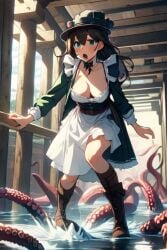 ai_generated big_breasts maid steampunk steampunker steampunker_(terraria) tentacle terraria white_jacket