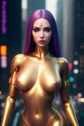 ai_generated breasts cybernetic_arm cybernetic_limb cybernetics cyberpunk cyberpunk_2077 neon_lights sexy_pose vagina