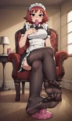 ai_generated ass bigmic145 black_eyes blowjob breasts dildo eyeshadow female female_only foot_fetish footjob freckles freckles_on_face kim_pine maid maid_uniform medium_breasts netflix red_hair scott_pilgrim scott_pilgrim_takes_off solo solo_female thighhighs