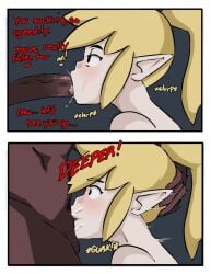 1femboy blowjob canon_crossdressing cheerleader_link crossdressing defeated_hero dialogue dirty_talk domination fellatio femboy feminine_male ganondorf gay gay_domination gerudo humiliation hylian hylian_ears interracial inuyuru link link_(tri_force_heroes) male/male male_only mind_break oral penis_in_mouth pointy_ears ponytail pushing_down sissy speech_bubble text the_legend_of_zelda tri_force_heroes