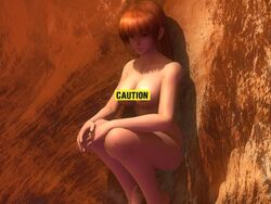3d breasts brown_eyes brown_hair censored dead_or_alive female human human_only kasumi_(doa) large_breasts nude oppai ponytail tied_hair