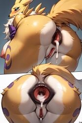 ai_generated anus ass ass big_breasts cum cum_in_ass cum_inside dark_anus digimon furry furry_female furry_only furry_tail gaping gaping_anus gloves leaking_cum multiple_angles pussy renamon tagme thick_ass thick_thighs