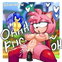 ahe_gao ahegao amy_rose anthro big_ass big_breasts blush body_fluids cum_in_pussy dildo erect_nipples female fluids green_eyes large_breasts masturbation no_underwear nude nude_female penetration pink_hair sonic_(series) sonic_the_hedgehog sonic_the_hedgehog_(comics) stockings thick_thighs vaginal_fluids vaginal_penetration wide_hips zadicnsfw