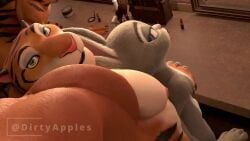 abs animated anthro anthro_on_anthro anthro_penetrated big_ass bunny_ears dirty_apples furry furry_male furry_only judy_hopps muscular muscular_male nipples penetration penis size_difference smaller_female stomach stomach_bulge suspended_congress tiger_dancer_(zootopia) tigers vaginal_penetration video zootopia