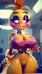 1boy 1boy1girl 1girls 3d ai_assisted ai_generated anthro aroused avian big_breasts blush breasts bulge female fnaf glowing_eyes huge_breasts male metallic_body nudity partially_clothed pussy seductive seductive_look seductive_smile self_upload smiling thick thick_hips thick_legs thick_thighs thighs toy_chica_(fnaf) vagina video_game video_game_character video_game_franchise video_games yellow_body