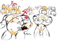 2023 aged_up anthro arm_hair arm_tattoo asgore_dreemurr asriel_dreemurr barazoku beard big_biceps biped blonde_beard blonde_body_hair blonde_hair blonde_pubes blush body_hair body_writing boss_monster bovid caprine character_name chest_hair chest_tattoo crossed_arms duo ear_piercing facial_hair father_(lore) father_and_child_(lore) father_and_son_(lore) flaccid floppy_ears flower_tattoo fur genitals goat hair hand_wraps heart heart_tattoo hi_res horn looking_away male male_only mammal markings melee_weapon morgandeer musclegut muscular muscular_anthro muscular_male name_in_text nipples nude parent_(lore) parent_and_child_(lore) parent_and_son_(lore) pecs penis piercing polearm pubes resigned side_by_side signature simple_background smile son_(lore) standing tail tan_nipples tattoo trident undertale undertale_(series) vein veiny_penis weapon white_background white_body white_fur white_penis wraps yellow_eyes