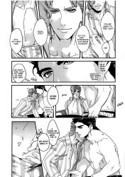 2boys dialogue gay joestar_birthmark jojo's_bizarre_adventure jotaro_kujo male male/male male_only manga muscular_male noriaki_kakyoin nurunuru_(artist) stardust_crusaders text uncensored undressing yaoi