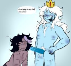 1boy 2boys adventure_time alternate_universe blowjob blowjob_gesture blue_skin cum fionna_and_cake funny gay gay_sex long_hair popsicle selfcest simon_petrikov toony_face winter_king yaoi