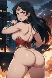 ai_generated amazon ass athletic_female awkward back_view bad_tempered big_ass big_breasts big_butt black_hair bottomless bracelet bracelets breasts_out cantankerous corset crabby curmudgeon curvy dc dc_comics disagreeable explosion fire grouchy ill_humoured ill_natured ill_tempered irascible justice_league looking_back maureen partially_clothed pussy sideboob solo stable_diffusion stroppy superheroine sweat tetchy thick_thighs touchy uncooperative wonder_woman wonder_woman_(series)