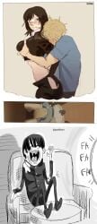 1boy1girl 2boys adventure_time bathroom breasts chainsaw_man denji_(chainsaw_man) fumiko_mifune_(chainsaw_man) funny hirofumi_yoshida imagining masturbation meme tagme tagme_(artist)