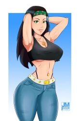 american_dad armpits black_hair breasts green_eyes hayley_smith joemasterpencil light-skinned_female light_skin looking_at_viewer necklace peace_symbol_necklace thighs