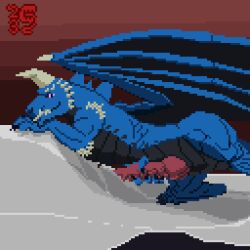 animated digital_media_(artwork) dragon feral low_res male masturbation pixel_(artwork) pixel_animation sharkingburr solo wings