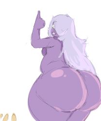 amethyst_(steven_universe) ass ass_focus cartoon_network gem_(species) huge_ass ketadune nipples partial_male purple_hair purple_skin small_penis small_penis_humiliation sph steven_universe thick_thighs