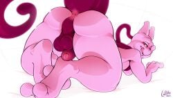 2_toes absurd_res anthro anus ass balls big_butt feet flaccid foreskin generation_1_pokemon genitals hi_res humanoid_genitalia humanoid_penis lapatte legendary_pokemon licking licking_lips looking_at_viewer looking_back looking_back_at_viewer lying male mewtwo nintendo nude on_front pat_(lapatte) penis pink_body pokemon pokemon_(species) presenting presenting_hindquarters purple_body rear_view solo tail thick_tail thick_thighs toes tongue tongue_out