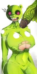 1girls angry_birds anthro areola areolae areolae_visible_through_clothing bad_piggies bodysuit breast_expansion breasts breasts_bigger_than_head cock cosplay cum_out_nose dildo female female_focus hat huge_breasts huge_cock huge_dildo large_breasts large_dildo large_penis looking_at_penis monster monster_cock monster_girl penis pig pig_(angry_birds) ripped_bodysuit ripped_clothing saliva saliva_trail sweat sweatdrop tofo_u