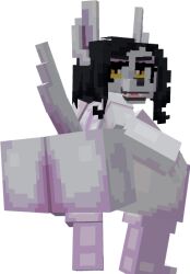 3d big_ass big_breasts black_nipples cubic_body cubic_breasts furry furry_female massive_ass minecraft naked officer_pai_(miso_souperstar) solo_female twerking white_fur yellow_eyes